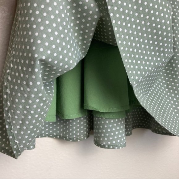 ANTHROPOLOGIE | Green Polka Dot Midi Skirt - Picture 5 of 8